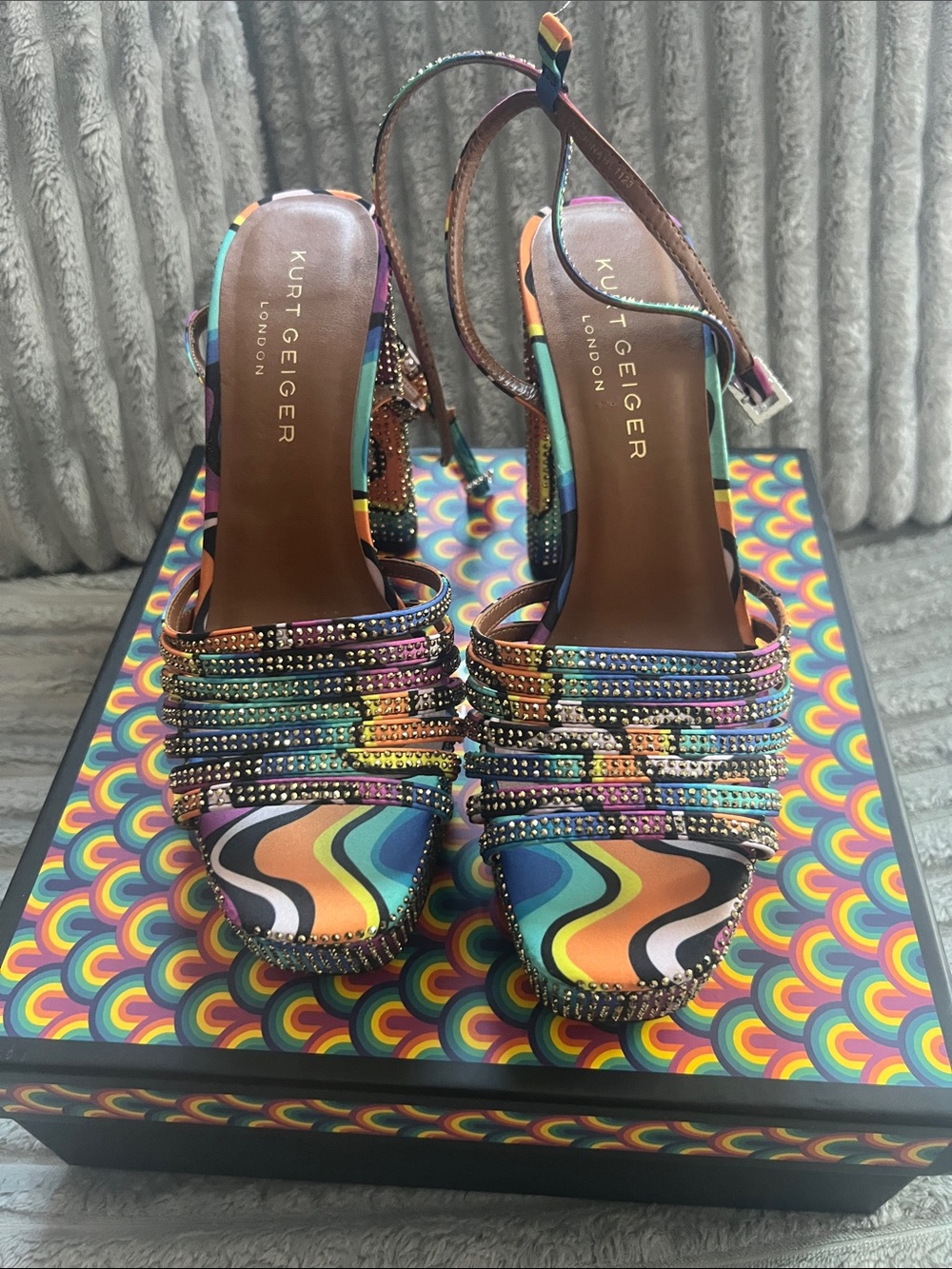 Kurt Geiger Rainbow Beaded Platform Sandals - Picture 2 of 5